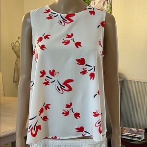 Old Navy Red and White Floral Blouse